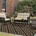 thumbnail image 5 of Funslane 8x10' Outdoor Rug, Reversible Plastic Patio Rugs with Storage Bag, Portable Modern Waterproof Outside Carpet for Camping, Balcony Deck Backyard, Black & Brown, 5 of 9