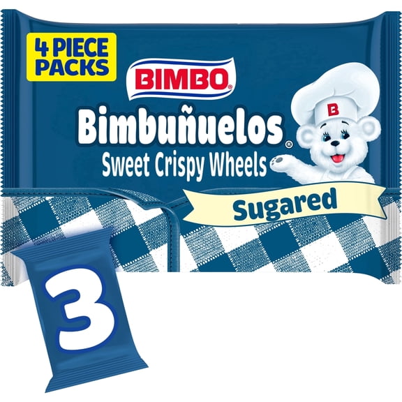 Bimbo Bimbuñuelos Sugar Sweet Crispy Wheels, 3 packs, Pastries, 6.99 oz Tray