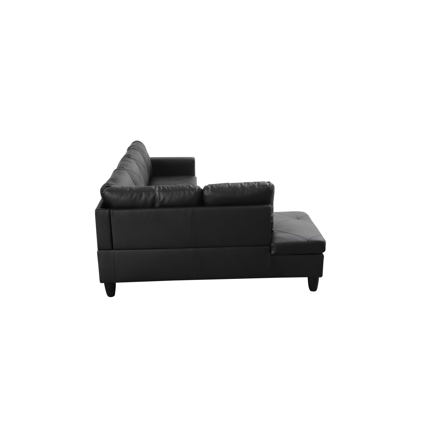 Hommoo 2-Piece Faux Leather L-Shaped Sectional Couches and Sofa Set, Modern Living Room Furniture Set, No Ottoman, Left Side, Black