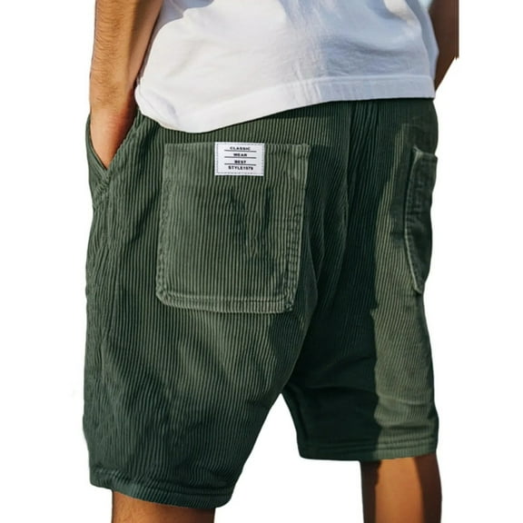 Fgnfyis Men's Casual Corduroy Shorts Comfortable Breathable Summer Shorts for Daily Wear Sports Outdoor Activities Lightweight Relaxed Fit Mens Shorts Army Green L