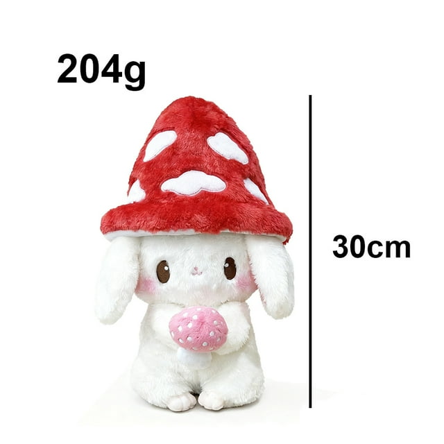 Lapin Champignon avec Chapeau Champignon : Petite Peluche Lapin Blanc Mignon