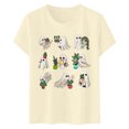 thumbnail image 4 of Halloween Shirts for Women Fashionable Floral Print Short Sleeve T Shirt For Day Celebration Round Neck Top Womens T-Shirts and Beige L, 4 of 4