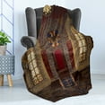 thumbnail image 4 of Gothic Soft Flannel Fleece Throw Blanket, Red Medieval in Chapel Eagle Portrait on Wall Fantasy Building Print, Cozy Plush for Indoor and Outdoor Use, 50" x 70", Brown Ruby, by Ambesonne, 4 of 5