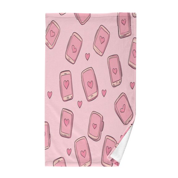 Yayeee 100% Cotton Hand Towels for Bathroom 16" x 28" Soft Absorbent Kitchen Towel, Phones and Hearts