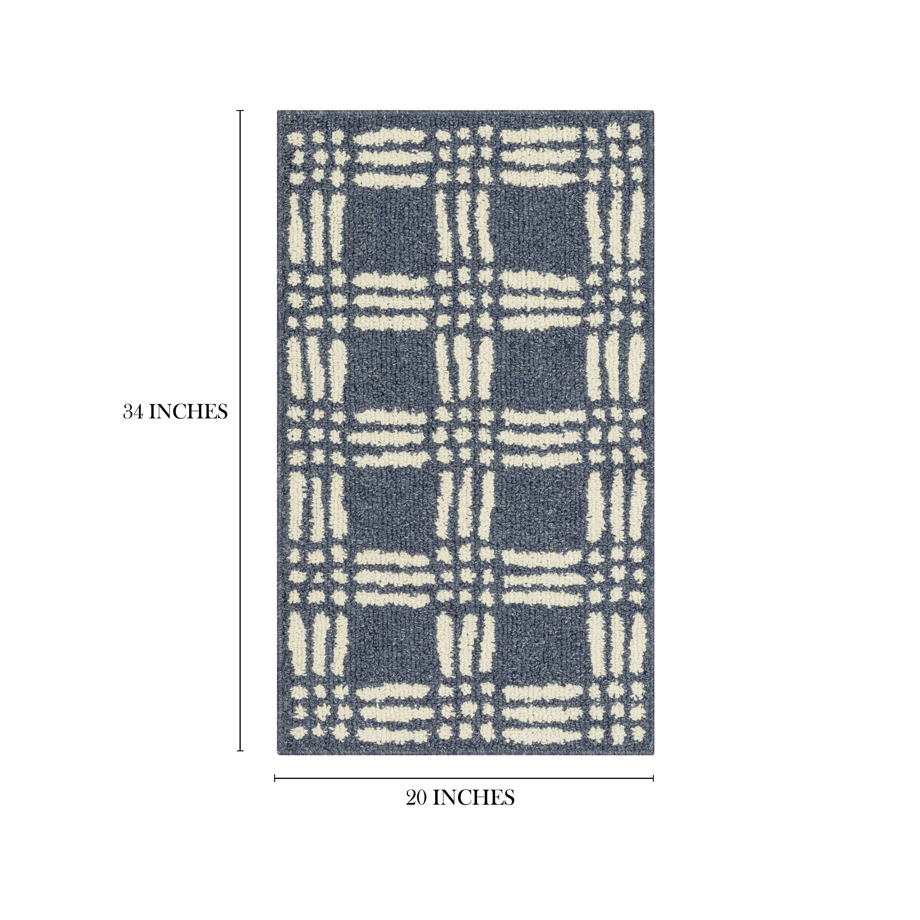 Mainstays Transitional Grid Plaid Blue Indoor Accent Rug, 20" x 34"