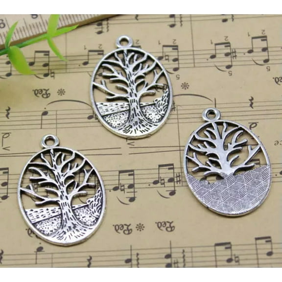 U8MO 4/10/30/100pc Jewelry Making DIY Tree Charms Pendants 34 x 24mm-10pcs