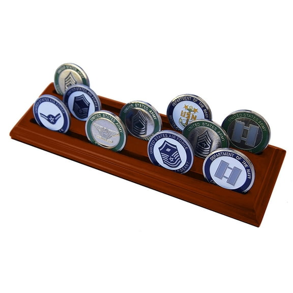 DECOMIL Military Collectible Challenge Coin Holder (Medium, 3 Rows) Solid Walnut