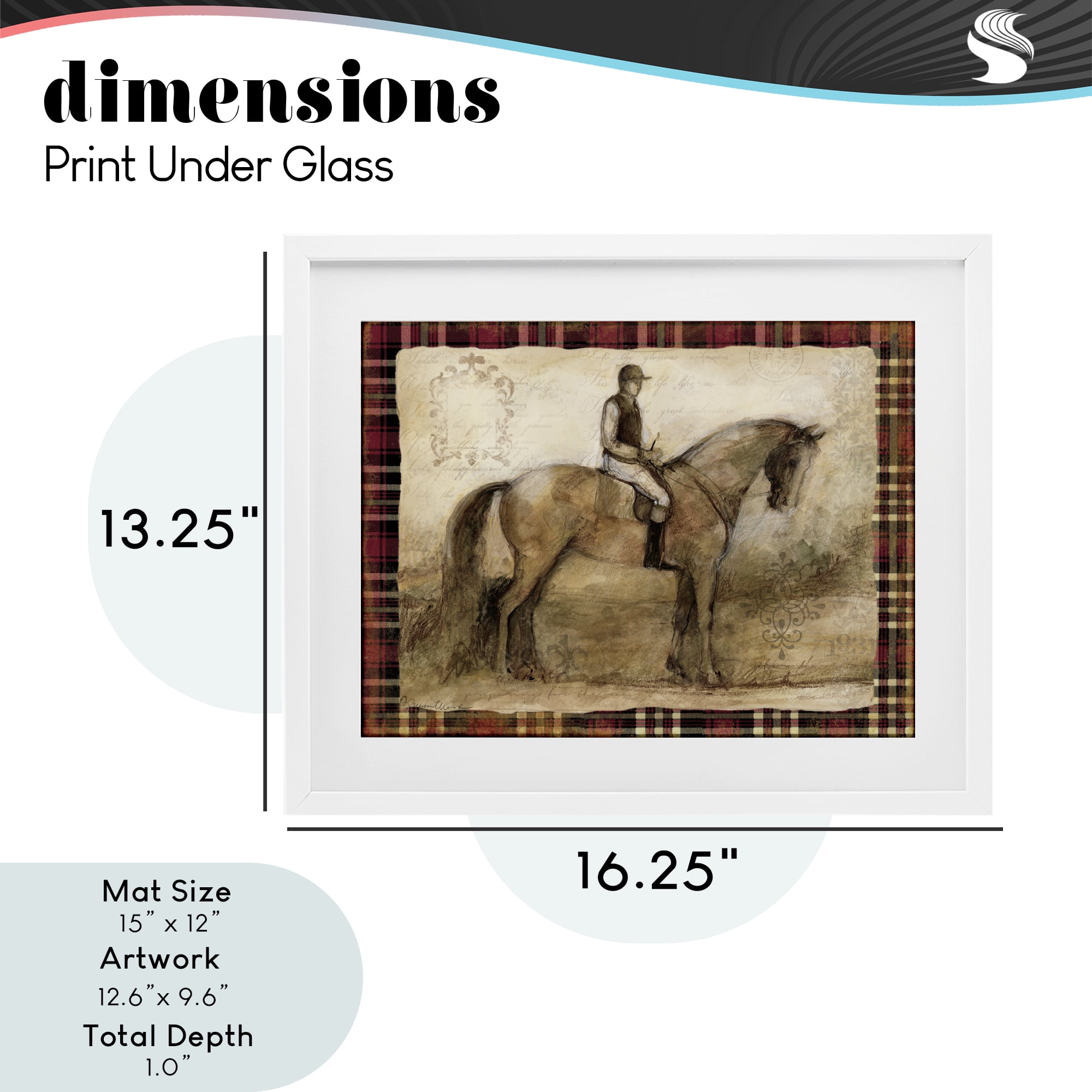 Stupell Industries Horse With Jockey & Plaid White Framed Print Under Glass, design by Susan Winget