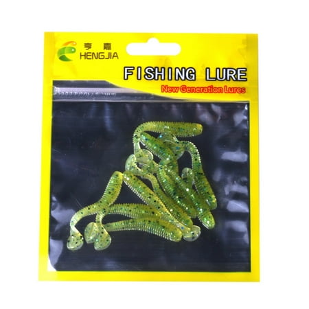 Yatlte Pre-Rigged Jig Head Soft Fishing Lures kit 10 PCS Soft Plastic 5cm Fishing Lures Grub Worm Bait Bass Trout Fishing for Freshwater Saltwater