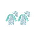 thumbnail image 2 of BemeyourBBs Toddler Baby Boy Shark One Piece Swimsuit with Sun Hat Infant Boys Bathing Suit Long Sleeve Rash Guard UPF 50+ Ocean Theme Print Zipper Swimwear Summer Pool Beachwear, 2 of 9