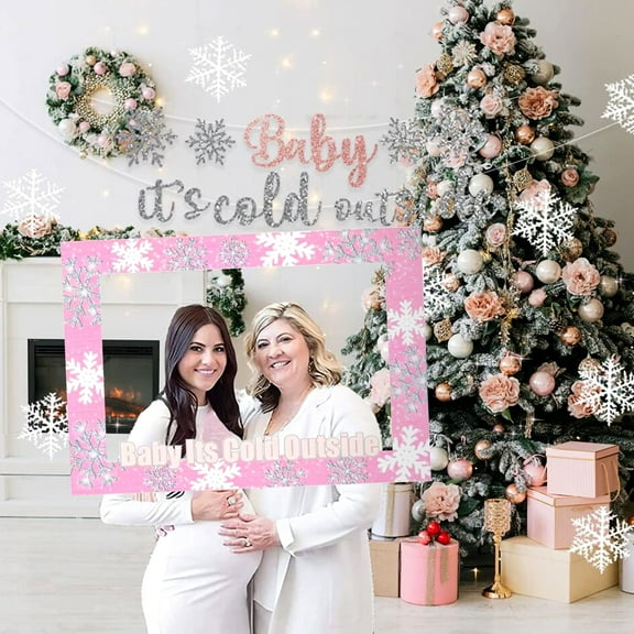 Winter Ice & Snow Theme Baby Blessing Party Decoration Photo Frame - Baby It's Cold Outside Photo Props 1 Set
