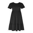 thumbnail image 2 of Women Long Dress  Short Sleeve Swing Dress Solid Loose Summer Dress with Pockets, 2 of 4