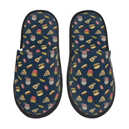 Balery Fast Food Slient Indoor Furry Fleece Comfort House Shoes Soft Non-Slip Home Shoes Cotton slippers House Slippers-- Large