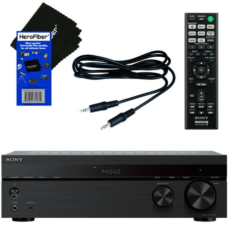 - Sony BLUETOOTH Connectivity 2 Channel Stereo Receiver with Turntable Input, 4 Audio Inputs, A/B Speaker Function & FM tuner + Remote Control + Auxiliary Cable + HeroFiber Ultra Gentle Cleaning Cloth