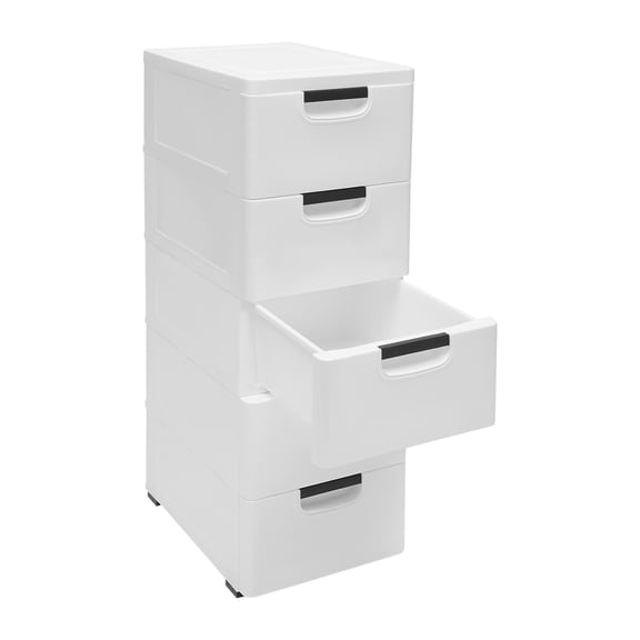 Miumaeov 5 Drawer Stackable Vertical Storage Tower Plastic Drawers Storage Cabinet Organizer with Wheels Organizer Unit
