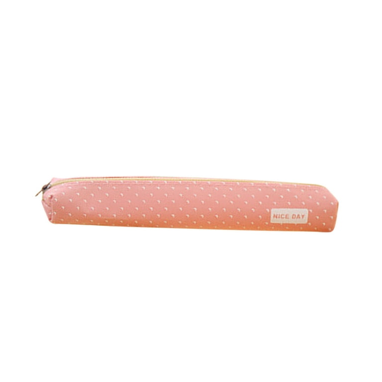 COFEST Long Polka Candy Colored Pencil Case Creative Canvas Pencil Case  Cute Pencil Case Small Slim Pencil Case Slim Polka Dot Pencil Pouches Pink  