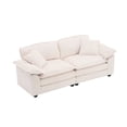 thumbnail image 4 of 84" Modular Sectional Sofa, Comfy Loveseat Sofa with Ottoman and Pillows, Corduroy Deep Seat Couch for Living Room, Sectional Couch and Sofa for Apartment,Office, Beige, 4 of 11