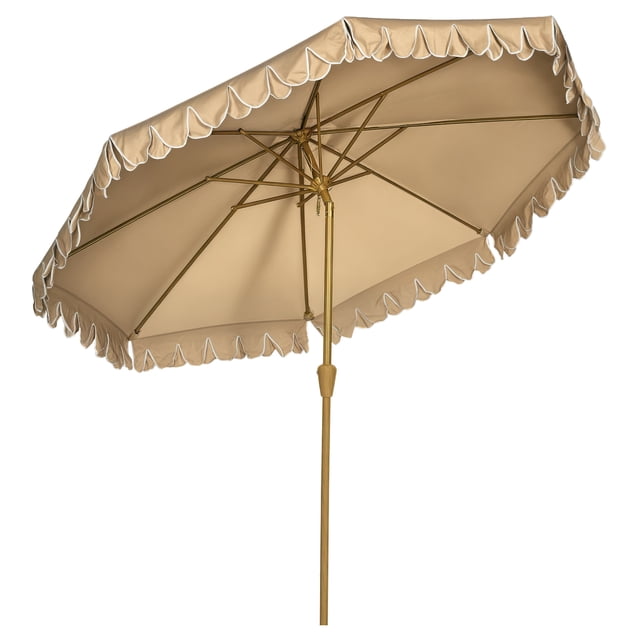 Outsunny Parasol de Patio 9 Pi avec Inclinaison, Manivelle, Parasol d'Extérieur, Kaki