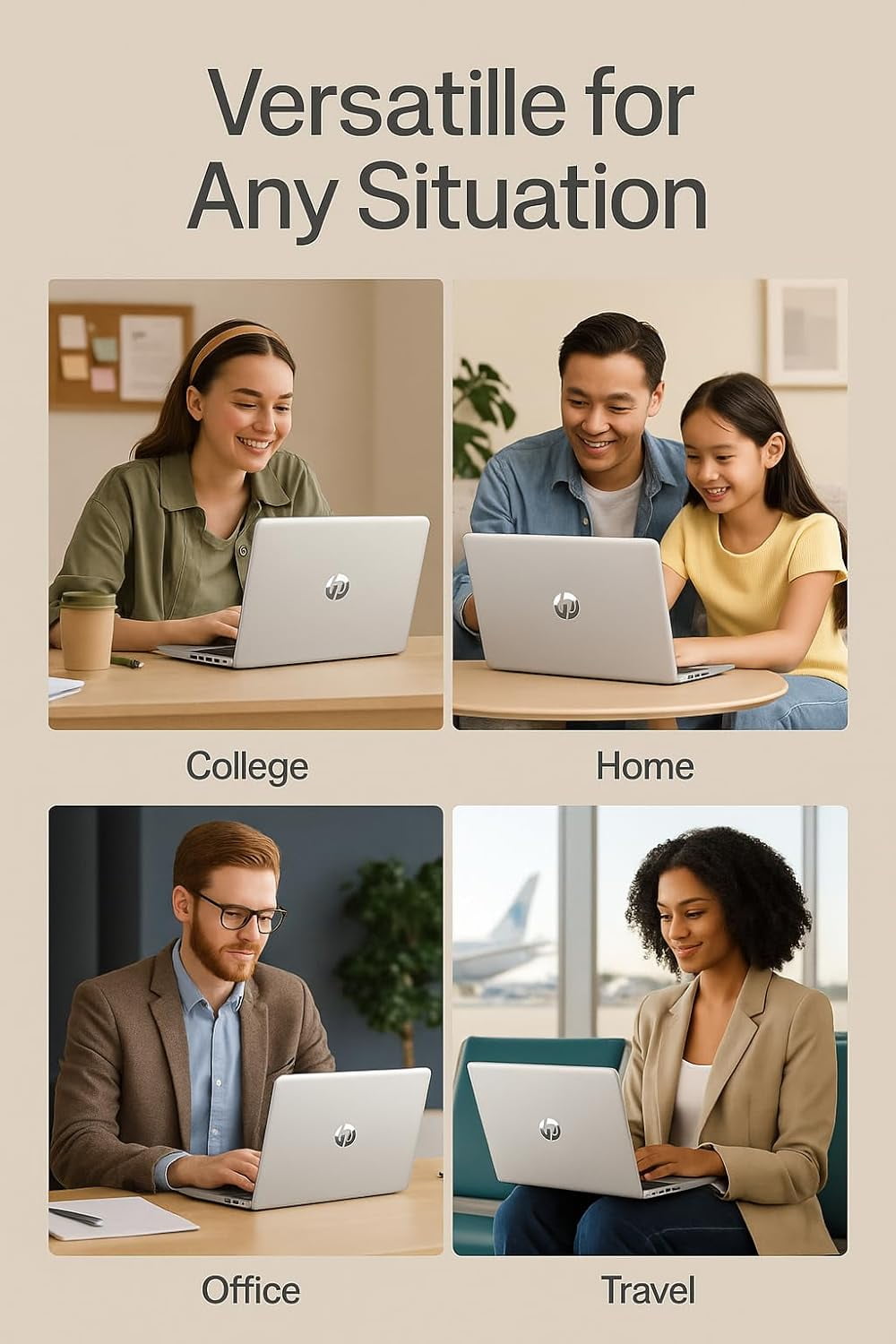 HP 14" Flagship Everyday Laptop Computer, 32G RAM, 128G UFS, 256G SD Card, Intel Quad-Core, Windows 11 Pro, AI-Powered, 1-Y Office 365, For Student & Business