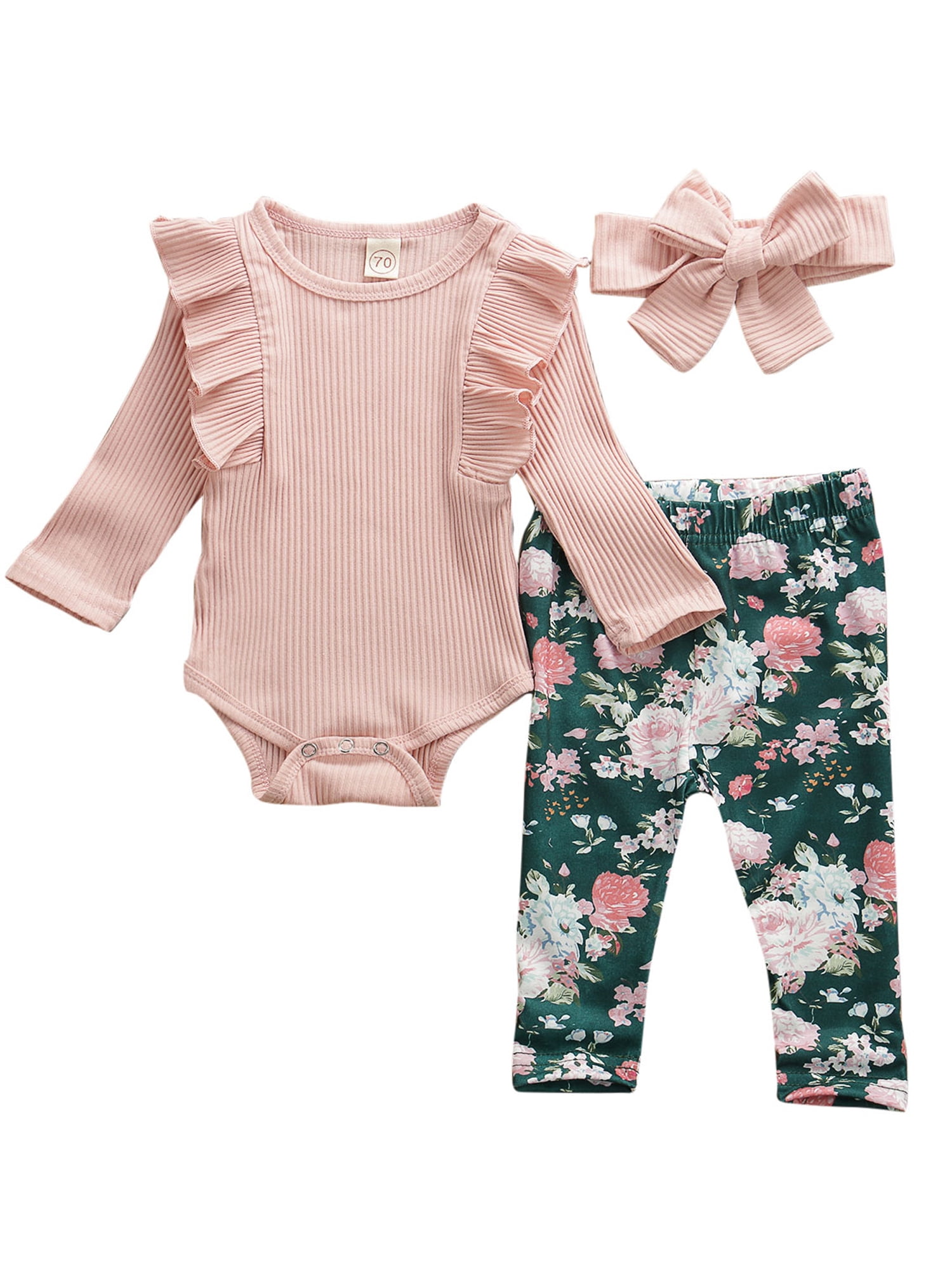 Baby Girls Newborn Ruffle Bowknot Jumpsuit Playsuit Romper Clothes Ropa de Bebe