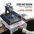 thumbnail image 4 of KFFKFF 15 x 15 inch Heat Press Machine, 5-in-1 Heat Transfer System with 30 oz Tumbler Attachment, 360° Swing-Away Design, Digital Controls, Teflon-Coated Surface, Black and Blue, 4 of 9