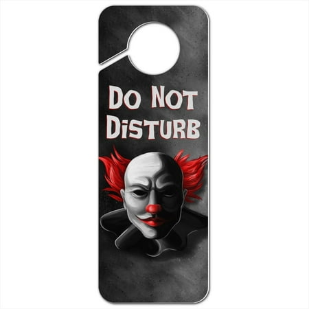 Scary Clown Face Plastic Door Knob Hanger Sign