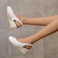 thumbnail image 3 of Vibrex Women's High Heels Shoes Linen Straw Sandals Wedges Casual Canvas Dress Slippers Women's Sandals Perfect For Travel,Daily,Vacations,Part,Dates,Work_White_8.5, 3 of 9
