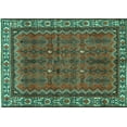 thumbnail image 1 of Ahgly Company Machine Washable Indoor Rectangle Persian Turquoise Blue Traditional Area Rugs, 8' x 10', 1 of 4
