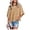 Khaki, variant on Women's Fashion Casual T Shirt Round Collar 3/4 Sleeve Plain Color Tees Summer Tops Blouses
