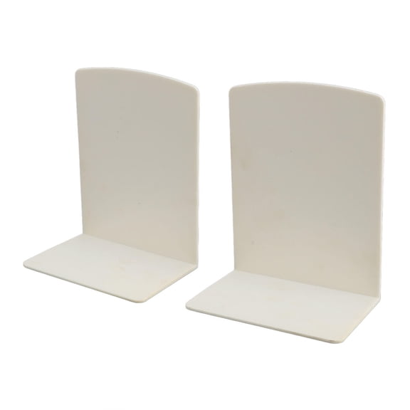 YAHHU 2‑Pack White Plastic Bookends – Sturdy for Books, Magazines, CDs & More