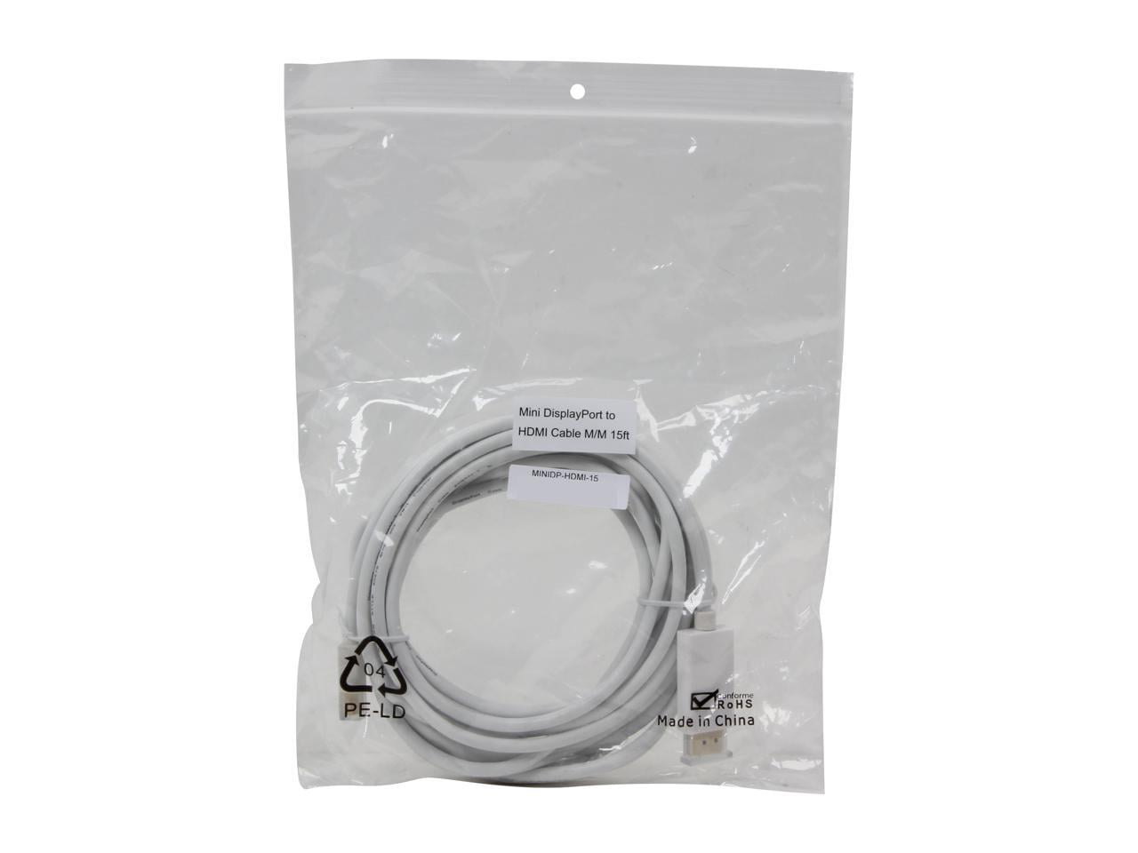 Nippon Labs MINIDP-HDMI-15 15 ft. Mini DP DisplayPort Male to HDMI Male Adapter Cable, White