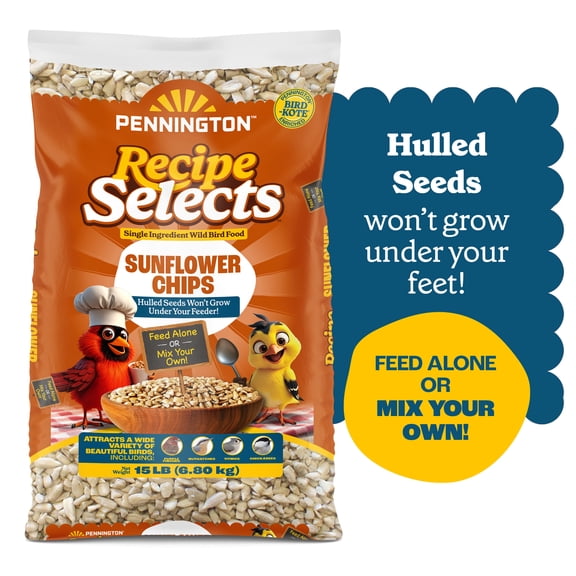 Pennington Recipe Selects Sunflower Chips Wild Bird Food, 15 lb
