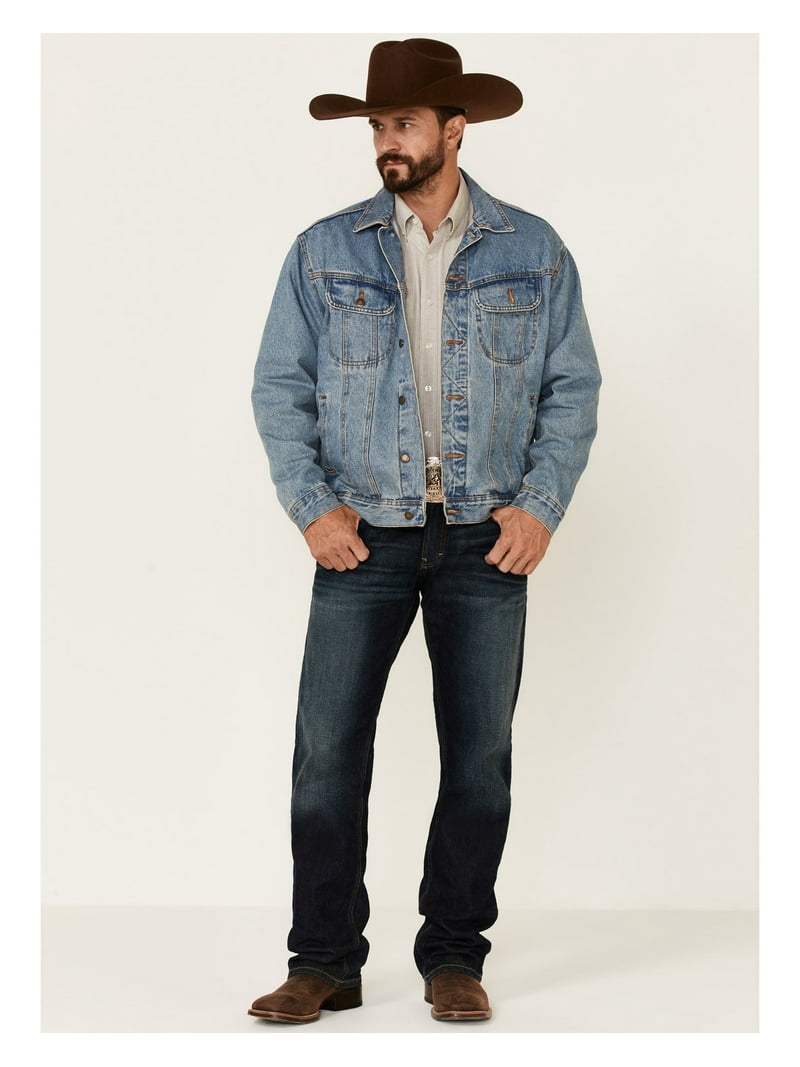 Wrangler Rugged Wear TRUCKER JACKET Gジャン Wrangler Men's Rugged Wear Unlined Denim Jacket at Amazon