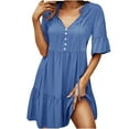 thumbnail image 1 of Robes d'Été Décontractées pour Femmes à Volants Manches Courtes à Volants Coupe Ample Mini Robe de Plage Vacances, 1 of 6