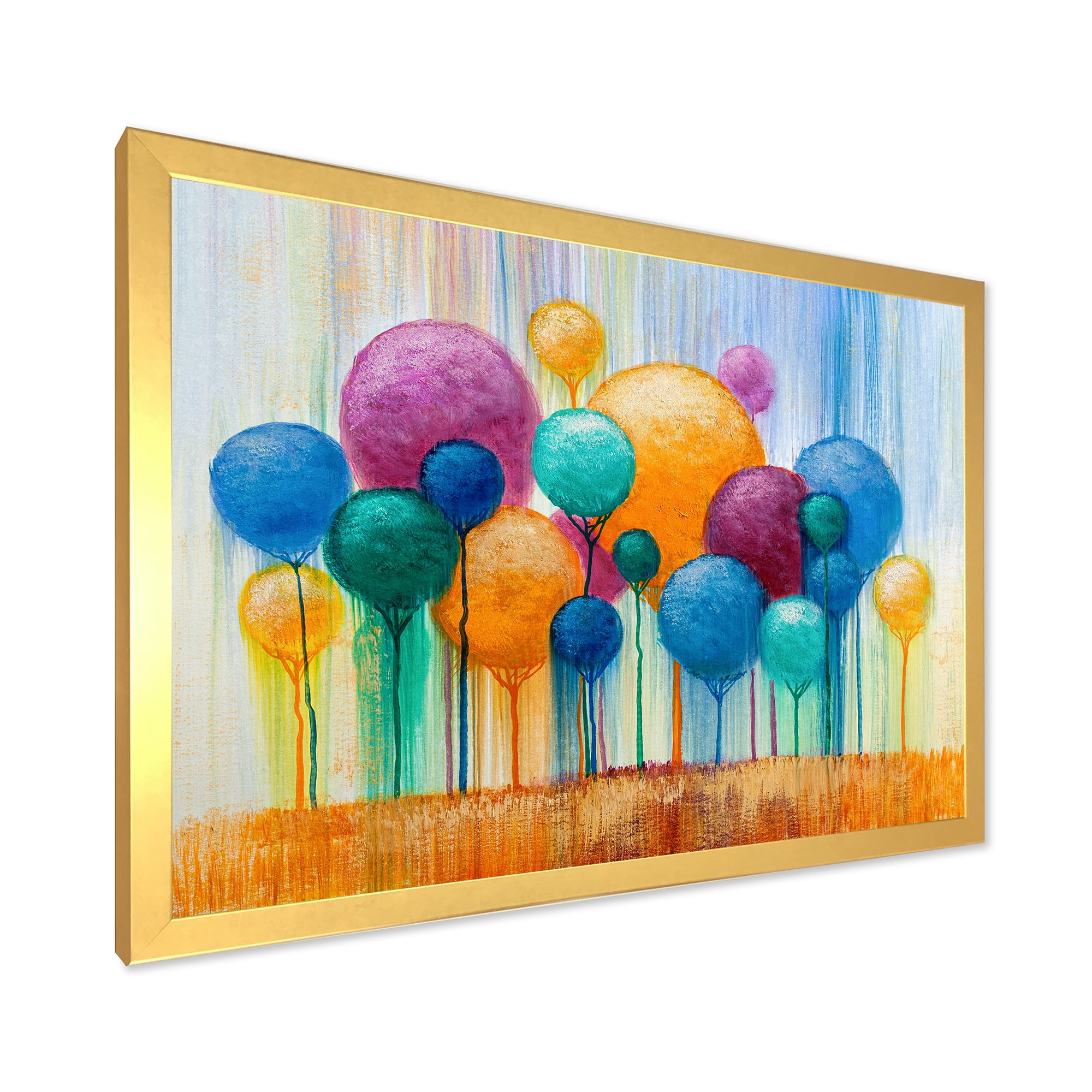 Designart 'Ornamental Colourful Trees IV' Modern Framed Art Print