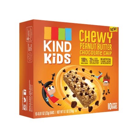 - (2 Pack) KIND Kids, Peanut Butter Chocolate Chip Granola Bar, 10ct, .81 oz Bars, Gluten Free, Non GMO, 100% Whole Grains