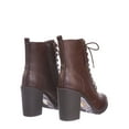 thumbnail image 5 of Malia Dark Brown Soda Riding Booties Women Chunky High Heel Combat Ankle Boots Army Military, 5 of 6