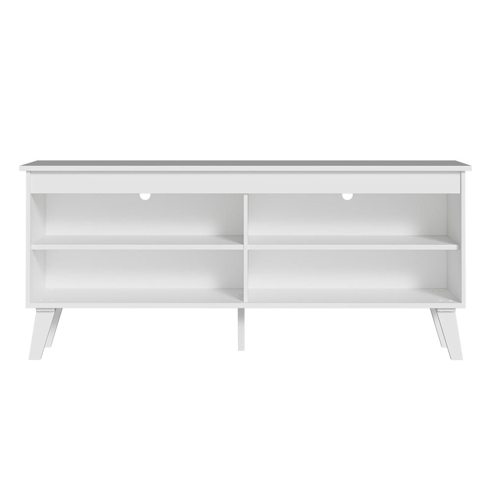 Madesa Compact TV Stand Cabinet with 4 Shelves and Cable Management for 50, 55 Inch TV Media Storage Unit Living Room and Bedroom  Wooden Television Media Console - White