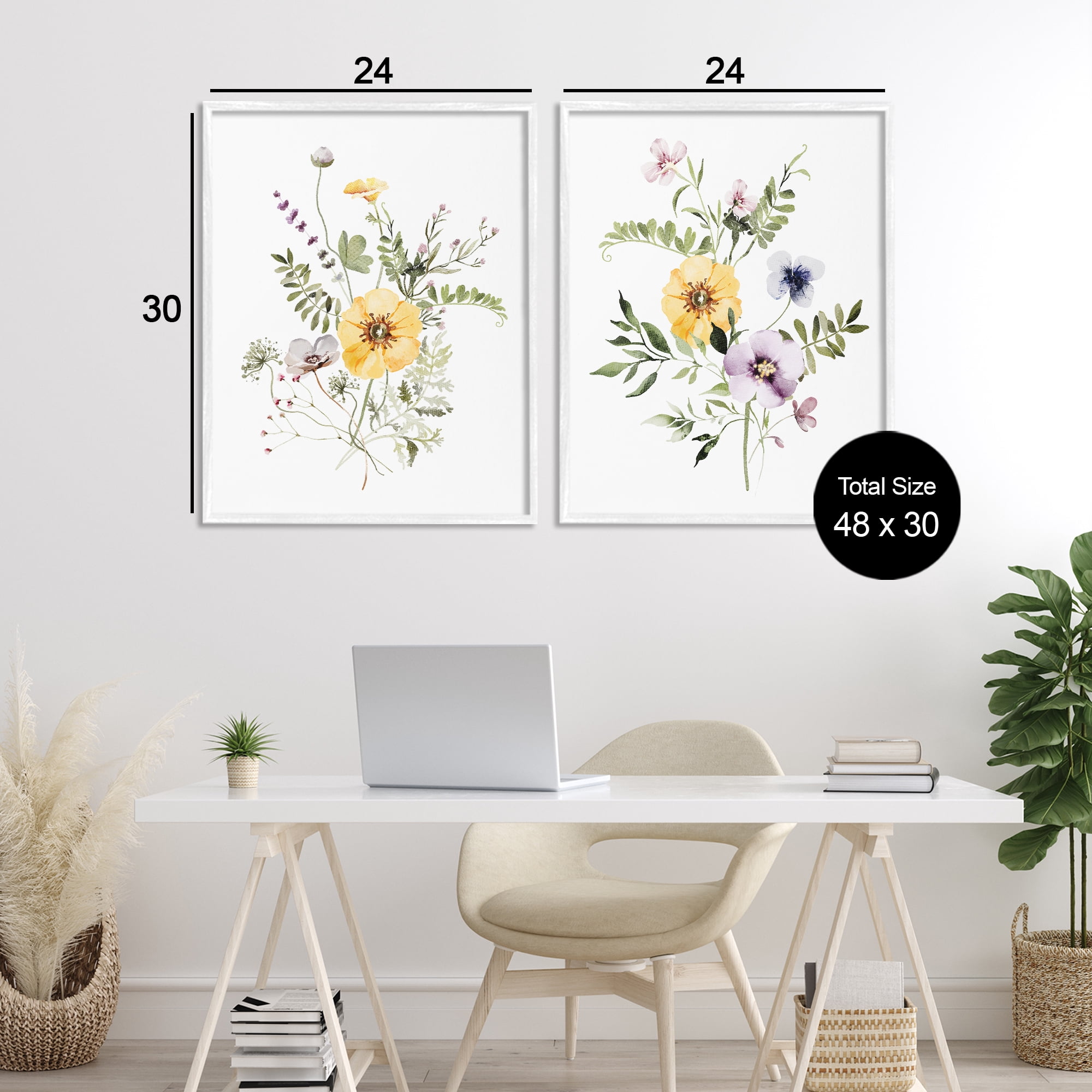 Bundles of Gardening Herbs 2 Piece White Framed Giclee Art Set, design by Lettered and Lined