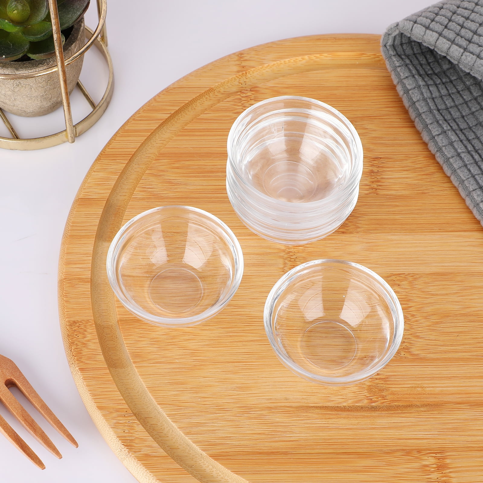 Tofficu 6pcs 2.4×1.2IN Mini Prep Bowls Glass Pudding Bowls Jelly Cups Small  Clear Glass Bowls Dessert Containers Kitchen