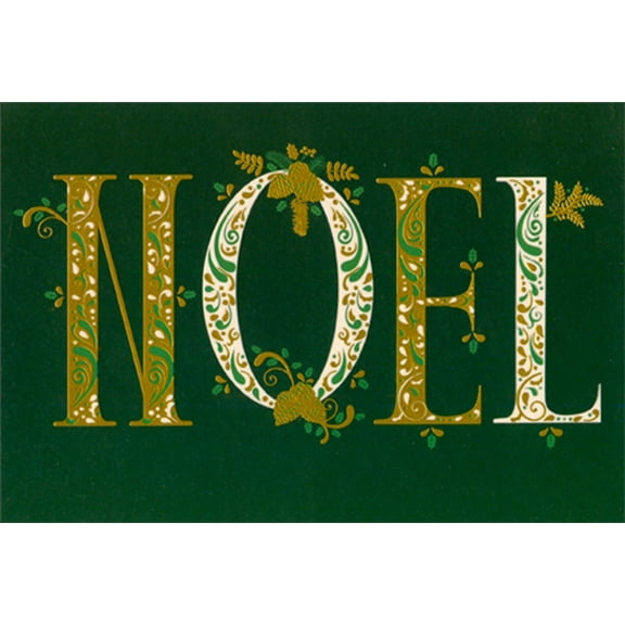 Pictura Gold Noel on Deep Green Christmas Card
