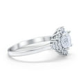 thumbnail image 2 of Halo Vintage Engagement Ring Round Simulated CZ 925 Sterling Silver Size 6, 2 of 4