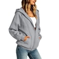 thumbnail image 4 of Xdegoge Womens Zip Up Hoodies Casual Long Sleeve Athletic Drawstring Fleece Relaxed Fit Workout Track Jackets with Pockets for Running Activewear, 4 of 8