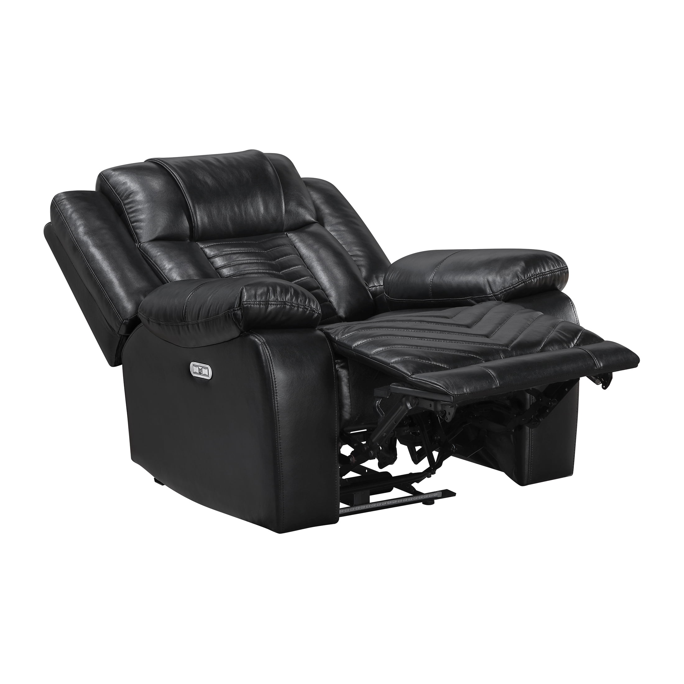 OakvillePark Orinthal Faux Leather Power Reclining Chair with LED and Charging Ports, Black