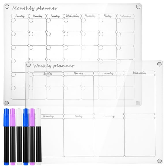 OUNONA 2 Pcs Acrylic Wall Planner Clear Transparent Weekly Planner Office