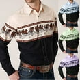 thumbnail image 4 of Mens Western Long Sleeve Shirts Casual Slim Button Down Dress Shirt Blouse Tops, 4 of 5