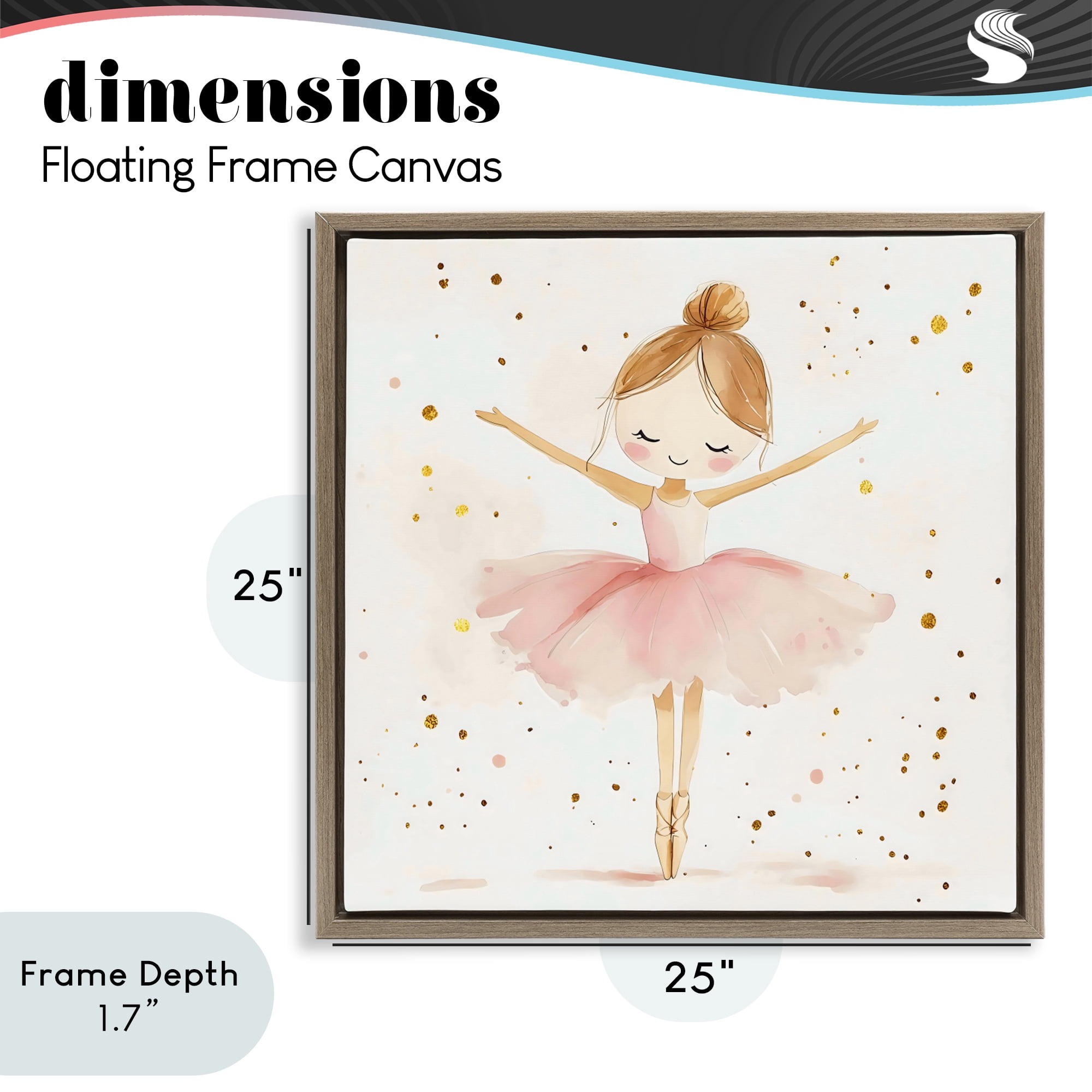 Stupell Industries Ballerina On Her Toes Brown Framed Floater Canvas Wall Art, design by Creative Studio