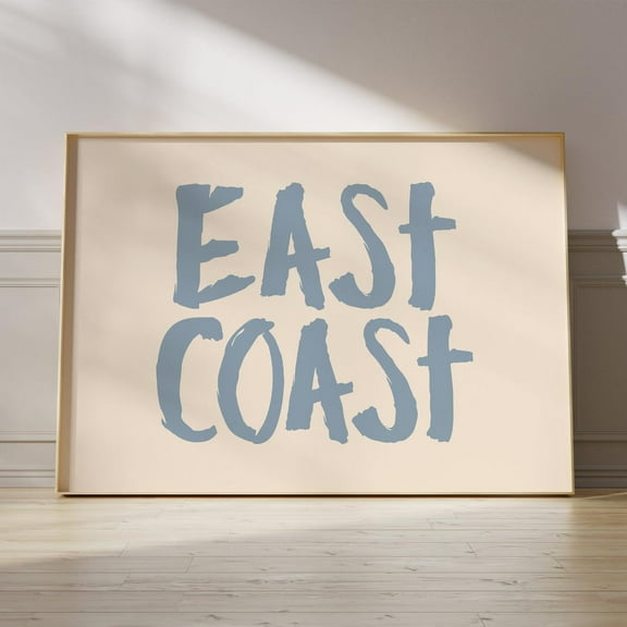 Kna Prints - East Coast Coastal Print, Trendy Beach Wall Art, Blue Typography Poster, Beachy House Decor, Ocean Wall Art, Girly Aesthetic Decor, UNFRAMED-8x12