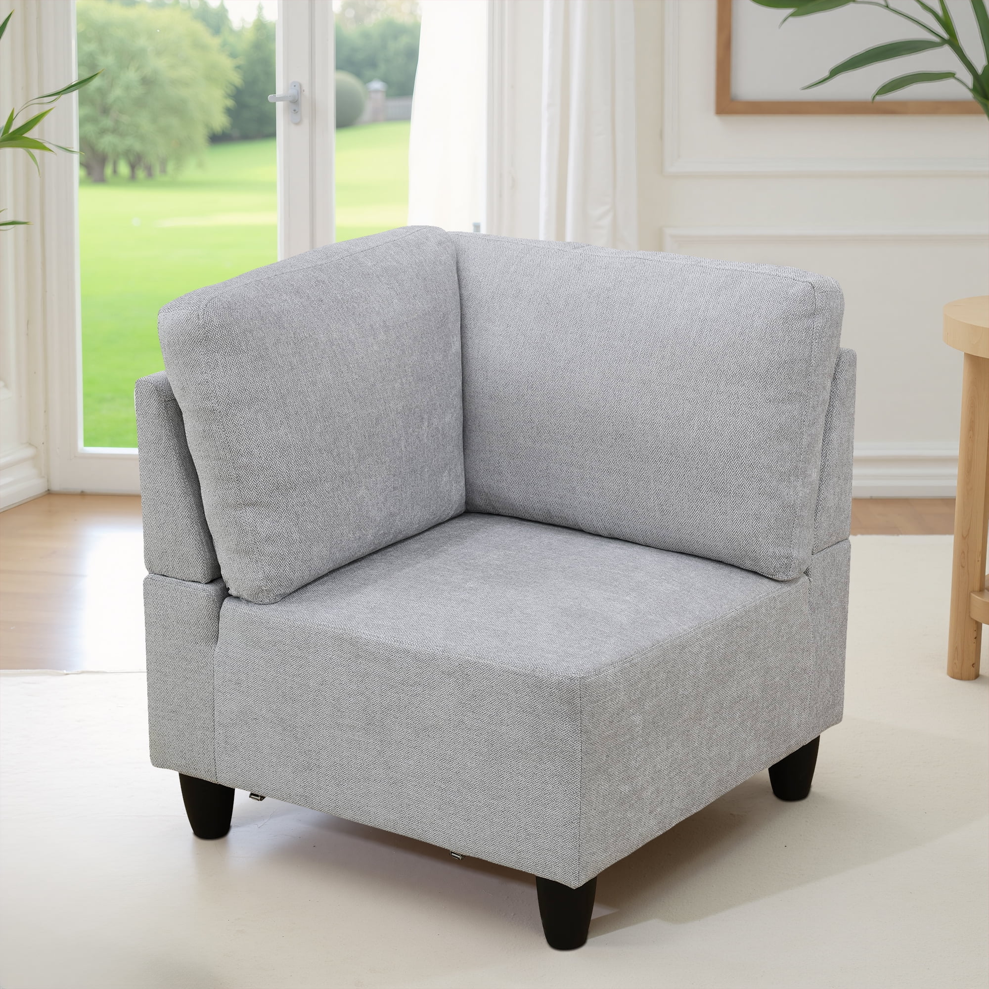 MAYEERTY 118" Flannel 8-Piece Soft Skin Free Splicing Living Room Sofa Set,Gray