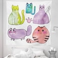 thumbnail image 1 of Kitten Tapestry, Hand Drawn Colorful Cartoon Style Print Domestic Cats Pets Paws in Watercolors, Fabric Wall Hanging Decor for Bedroom Living Room Dorm, 5 Sizes, Multicolor, by Ambesonne, 1 of 1